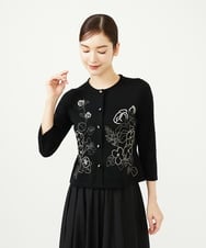 GBSAD34600 Sybilla(シビラ) ステッチフラワー刺繍カーディガン ブラック