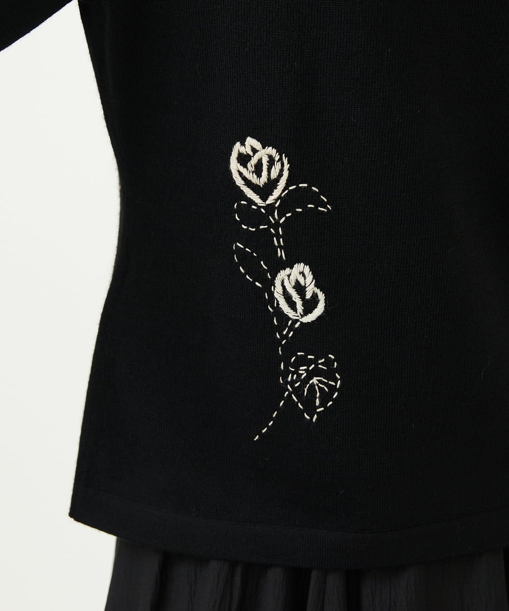 GBSAD34600 Sybilla(シビラ) ステッチフラワー刺繍カーディガン ブラック