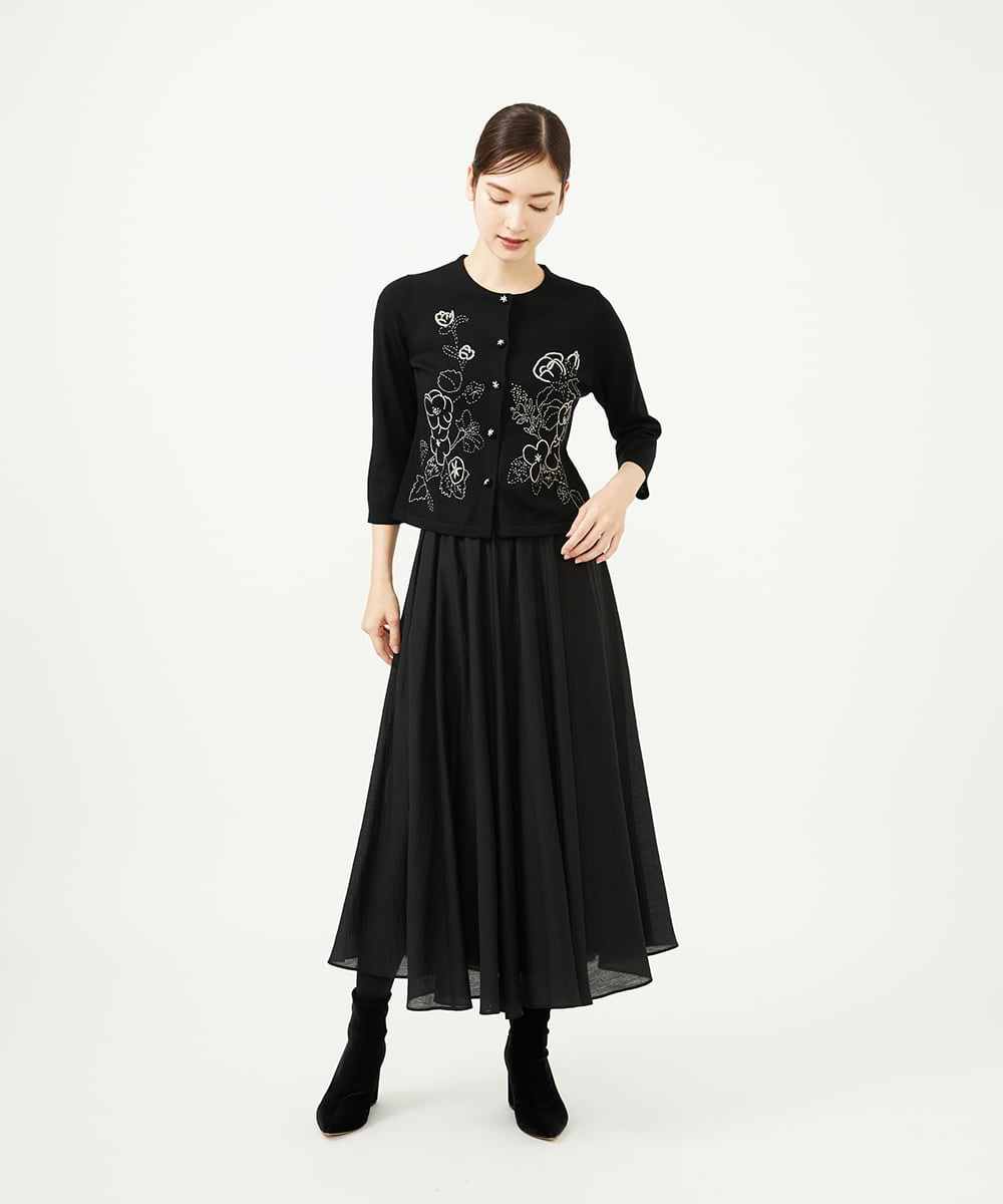 GBSAD34600 Sybilla(シビラ) ステッチフラワー刺繍カーディガン ブラック