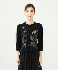 GBSAD34600 Sybilla(シビラ) ステッチフラワー刺繍カーディガン ブラック