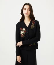 GBSAF34600 Sybilla(シビラ) ポピーブーケ刺繍カーディガン ブラック