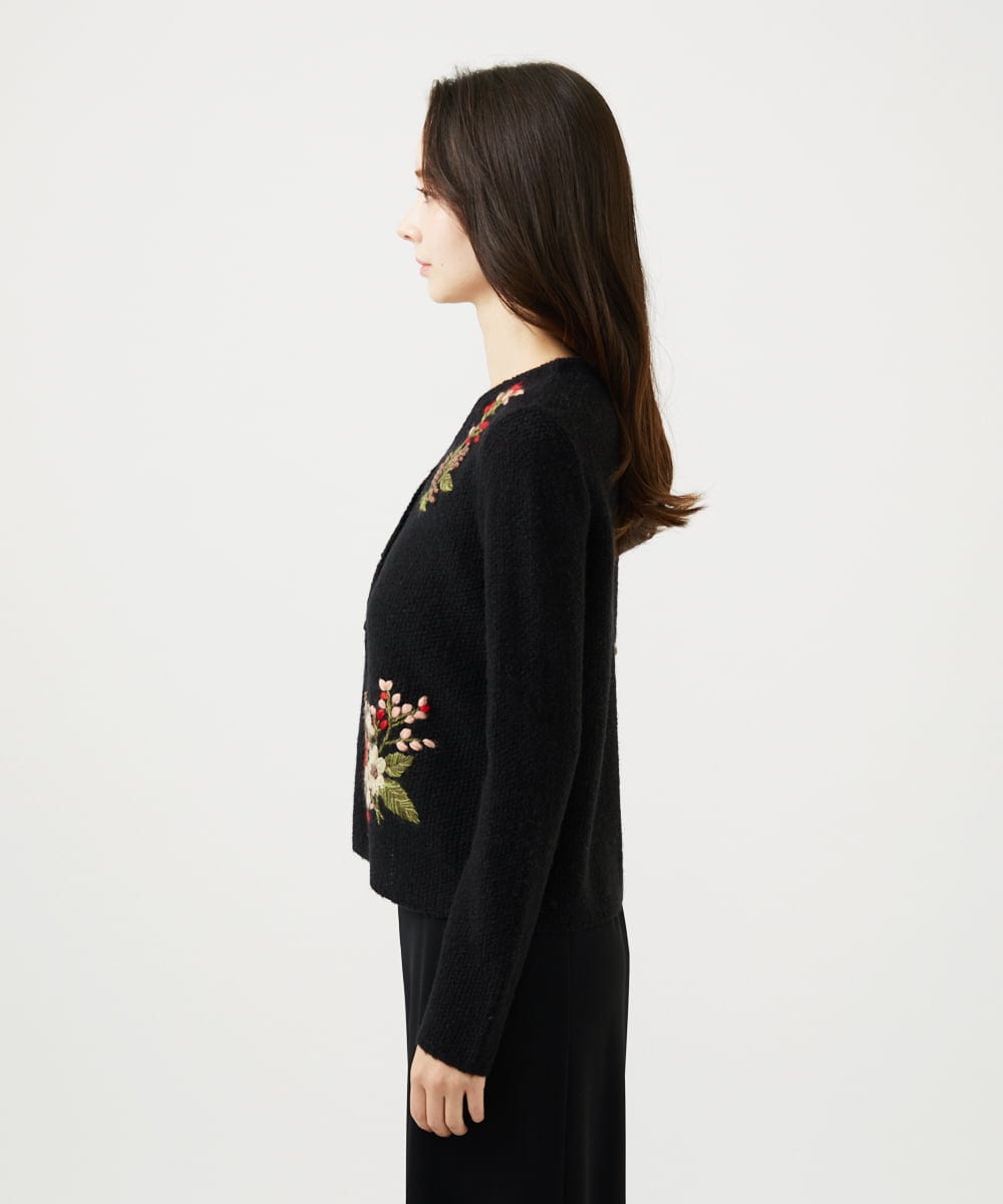 GBSAF34600 Sybilla(シビラ) ポピーブーケ刺繍カーディガン ブラック