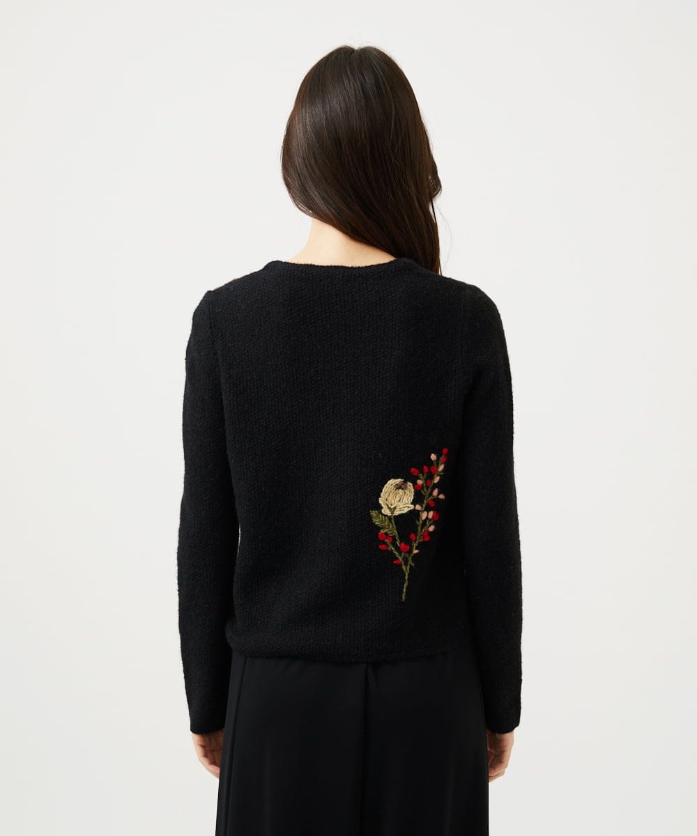 GBSAF34600 Sybilla(シビラ) ポピーブーケ刺繍カーディガン ブラック