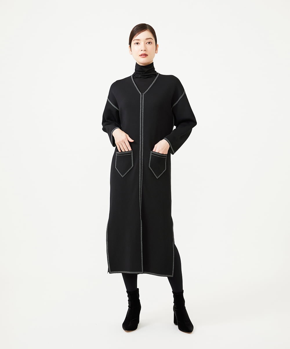GBSAH04800 Sybilla(シビラ) ステッチジャカードニットコート ブラック