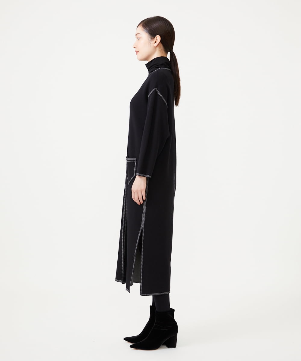 GBSAH04800 Sybilla(シビラ) ステッチジャカードニットコート ブラック