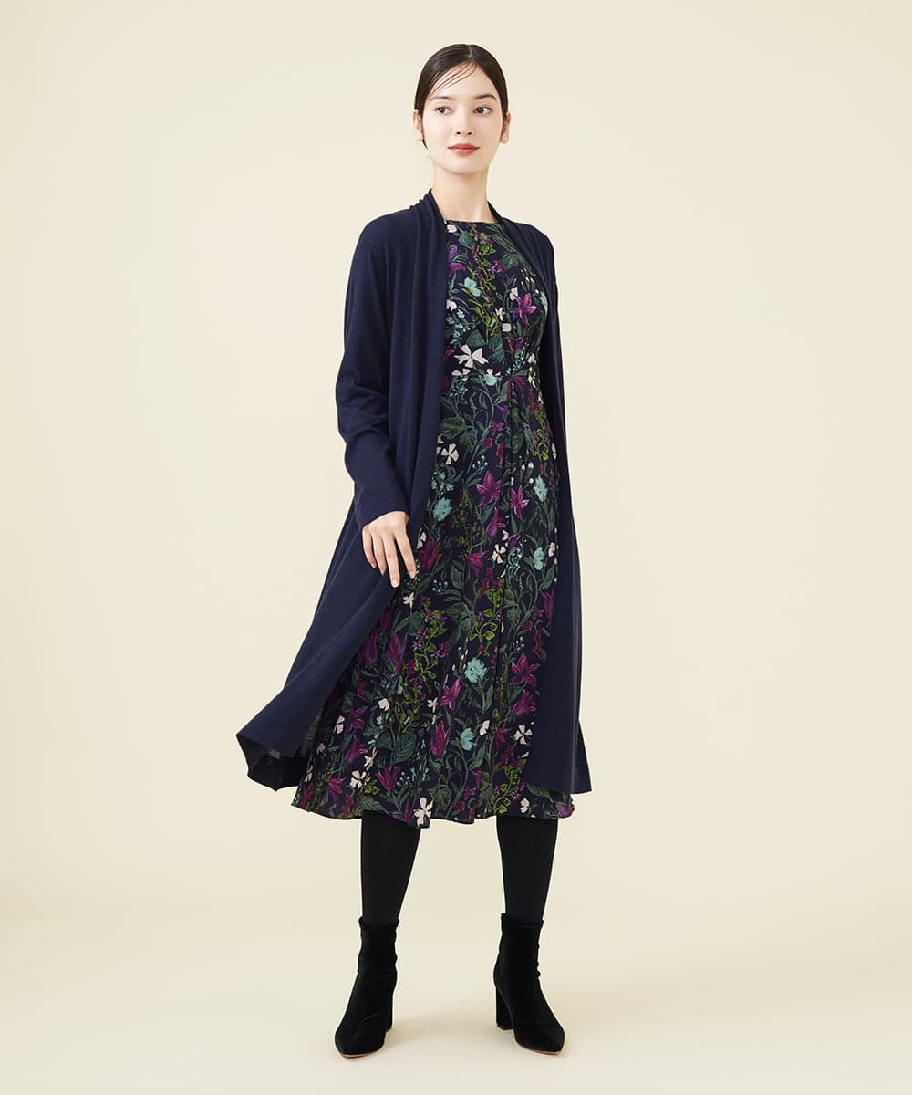 GBSAX02430 Sybilla(シビラ) ベルト付きウールロングカーディガン ネイビー