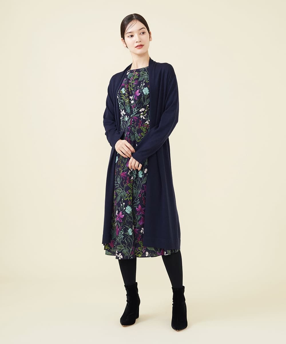 GBSAX02430 Sybilla(シビラ) ベルト付きウールロングカーディガン ネイビー