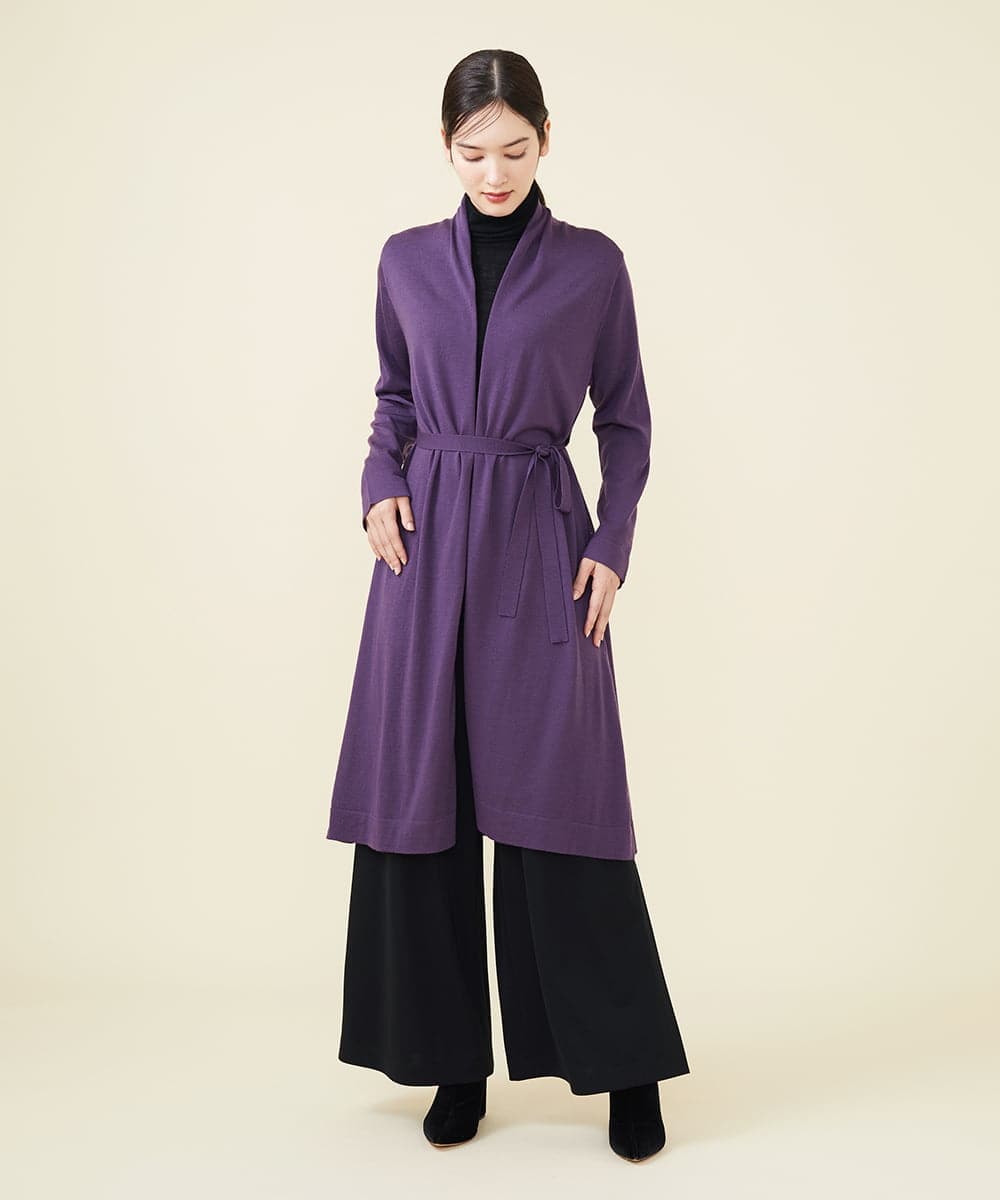 GBSAX02430 Sybilla(シビラ) ベルト付きウールロングカーディガン パープル