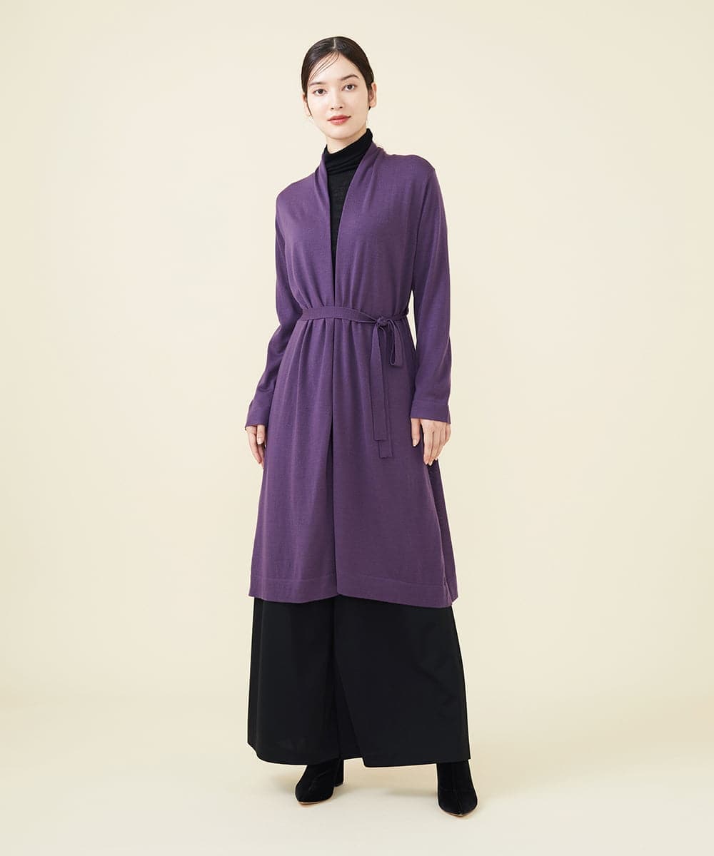 GBSAX02430 Sybilla(シビラ) ベルト付きウールロングカーディガン パープル