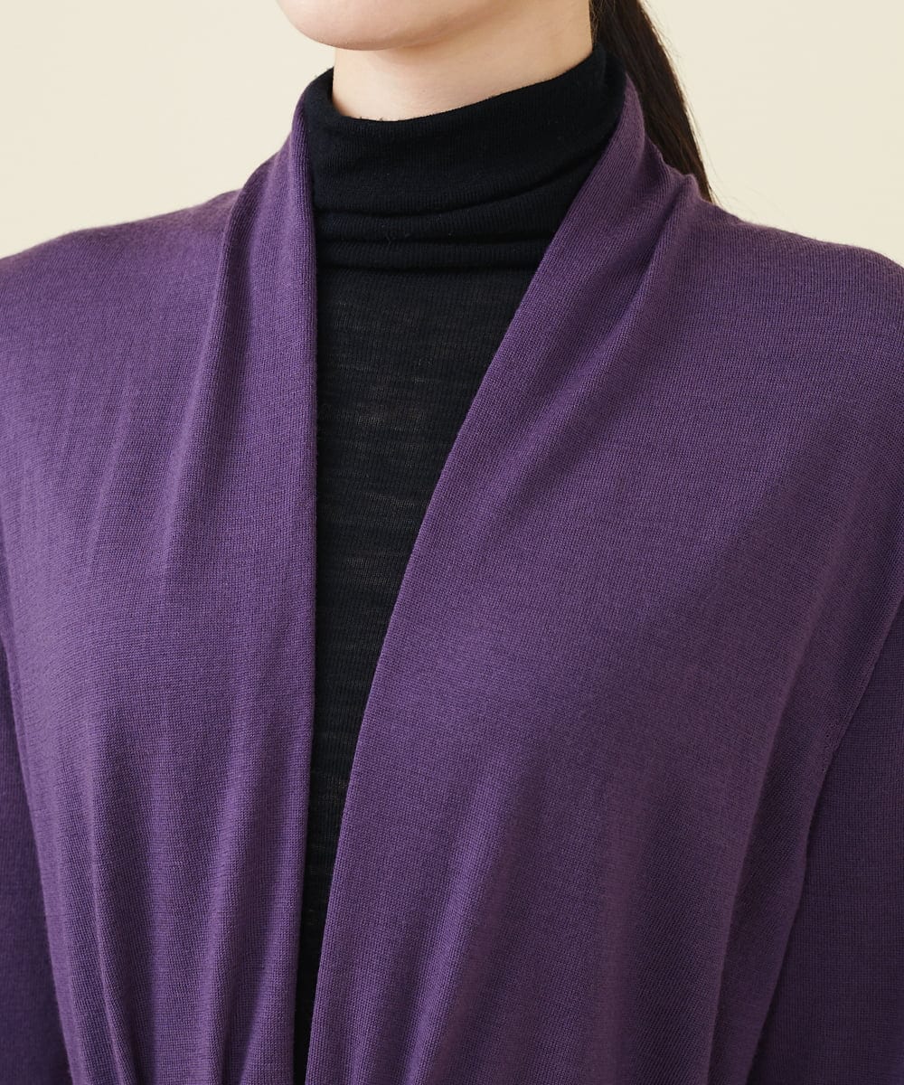 GBSAX02430 Sybilla(シビラ) ベルト付きウールロングカーディガン パープル