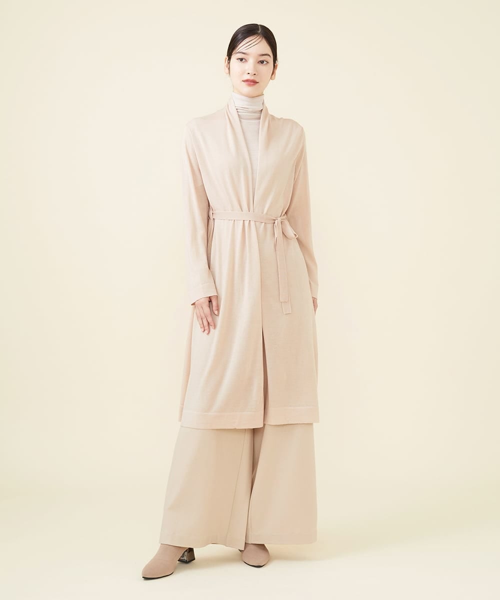 GBSAX02430 Sybilla(シビラ) ベルト付きウールロングカーディガン ベージュ