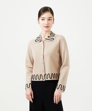 GBSCD02500 Sybilla(シビラ) バイカラーコード刺繡カーディガン ベージュ
