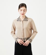 GBSCD02500 Sybilla(シビラ) バイカラーコード刺繡カーディガン ベージュ