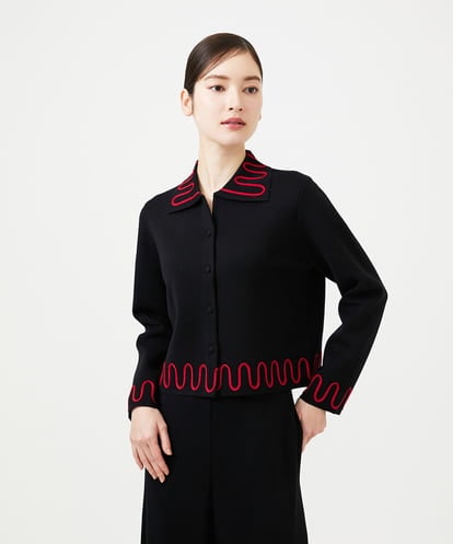 GBSCD02500 Sybilla バイカラーコード刺繡カーディガン