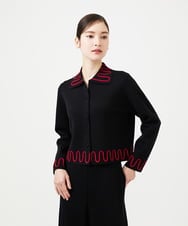 GBSCD02500 Sybilla(シビラ) バイカラーコード刺繡カーディガン ブラック