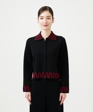 GBSCD02500 Sybilla(シビラ) バイカラーコード刺繡カーディガン ブラック