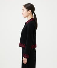 GBSCD02500 Sybilla(シビラ) バイカラーコード刺繡カーディガン ブラック