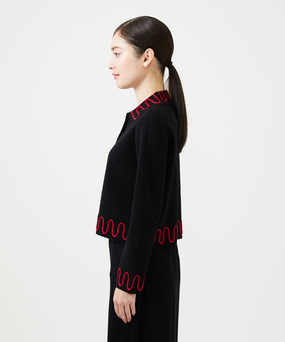 GBSCD02500 Sybilla(シビラ) バイカラーコード刺繡カーディガン ブラック