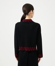 GBSCD02500 Sybilla(シビラ) バイカラーコード刺繡カーディガン ブラック