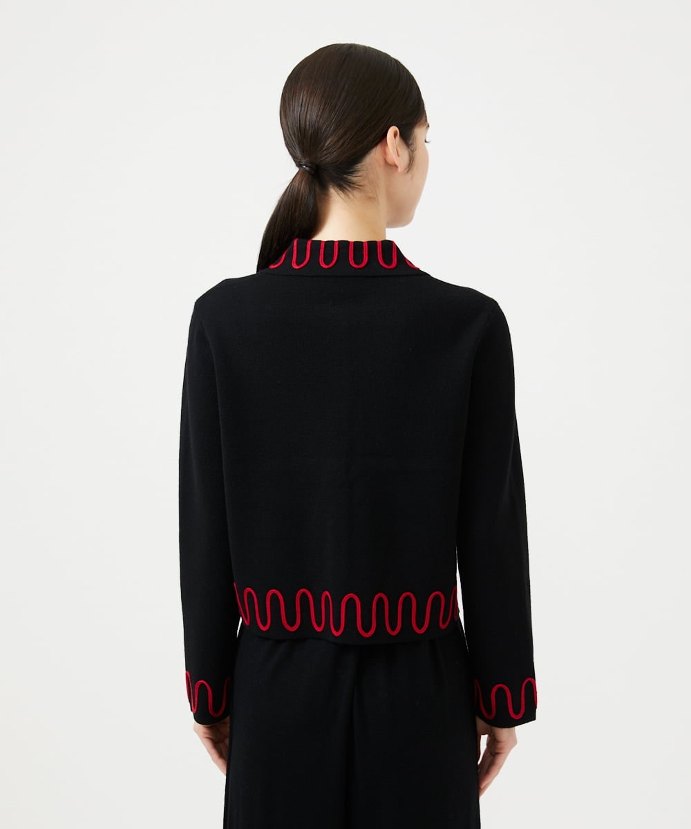 GBSCD02500 Sybilla(シビラ) バイカラーコード刺繡カーディガン ブラック