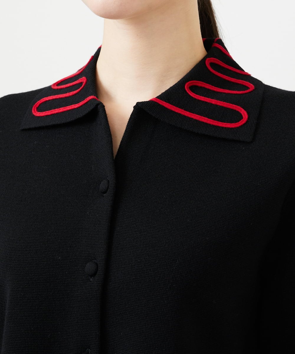 GBSCD02500 Sybilla(シビラ) バイカラーコード刺繡カーディガン ブラック