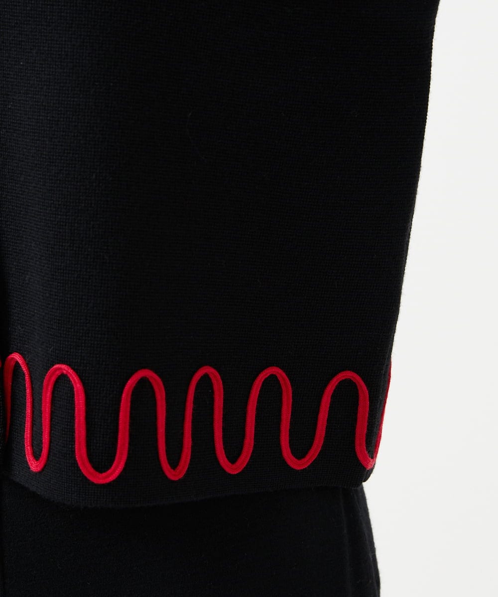 GBSCD02500 Sybilla(シビラ) バイカラーコード刺繡カーディガン ブラック