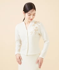 GBSCV01430 Sybilla(シビラ) 【Pure】ホワイトフラワー刺繍ニットジャケット ホワイト