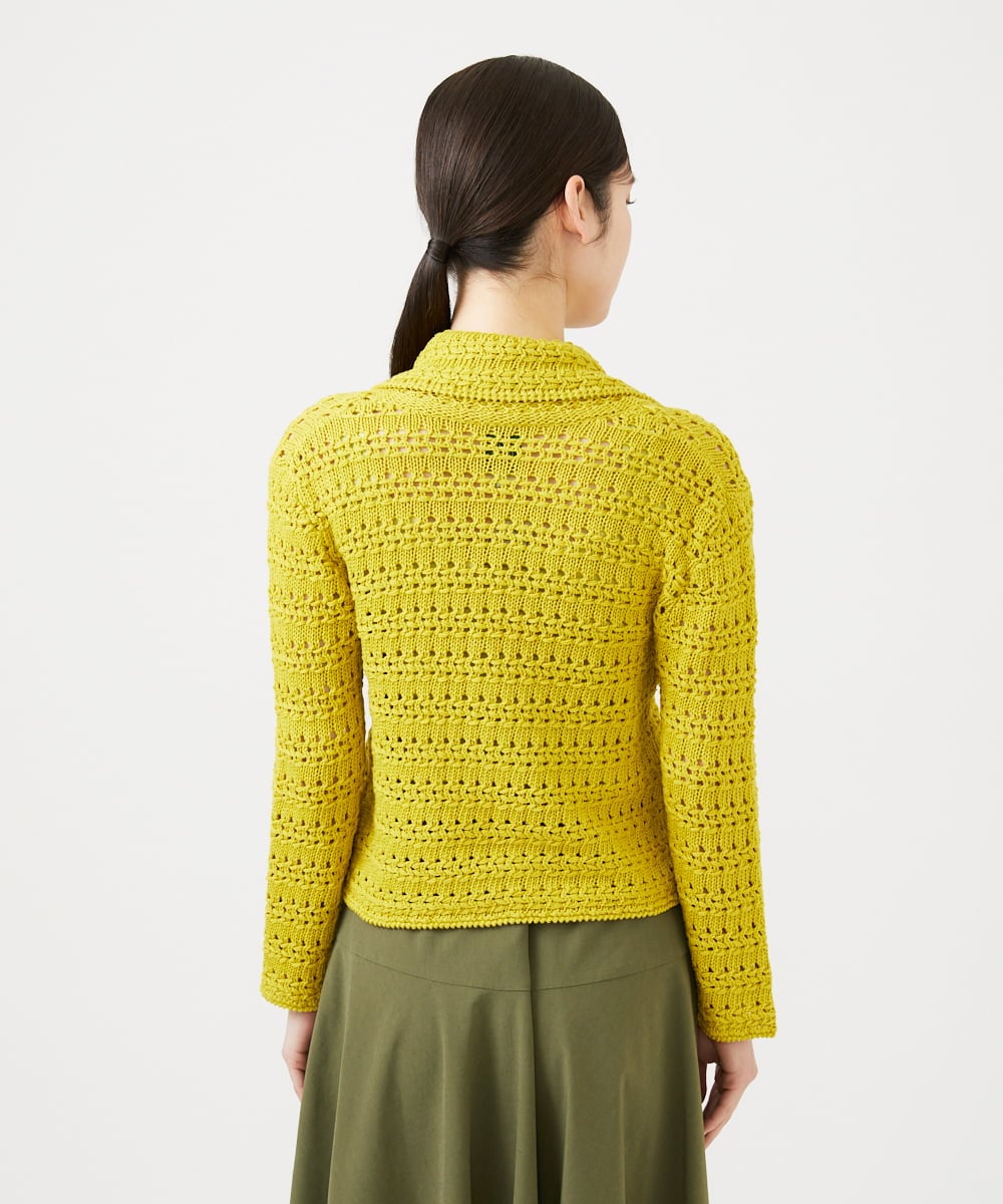 GBSEE01360 Sybilla(シビラ) 透かし編みニットジャケット イエロー