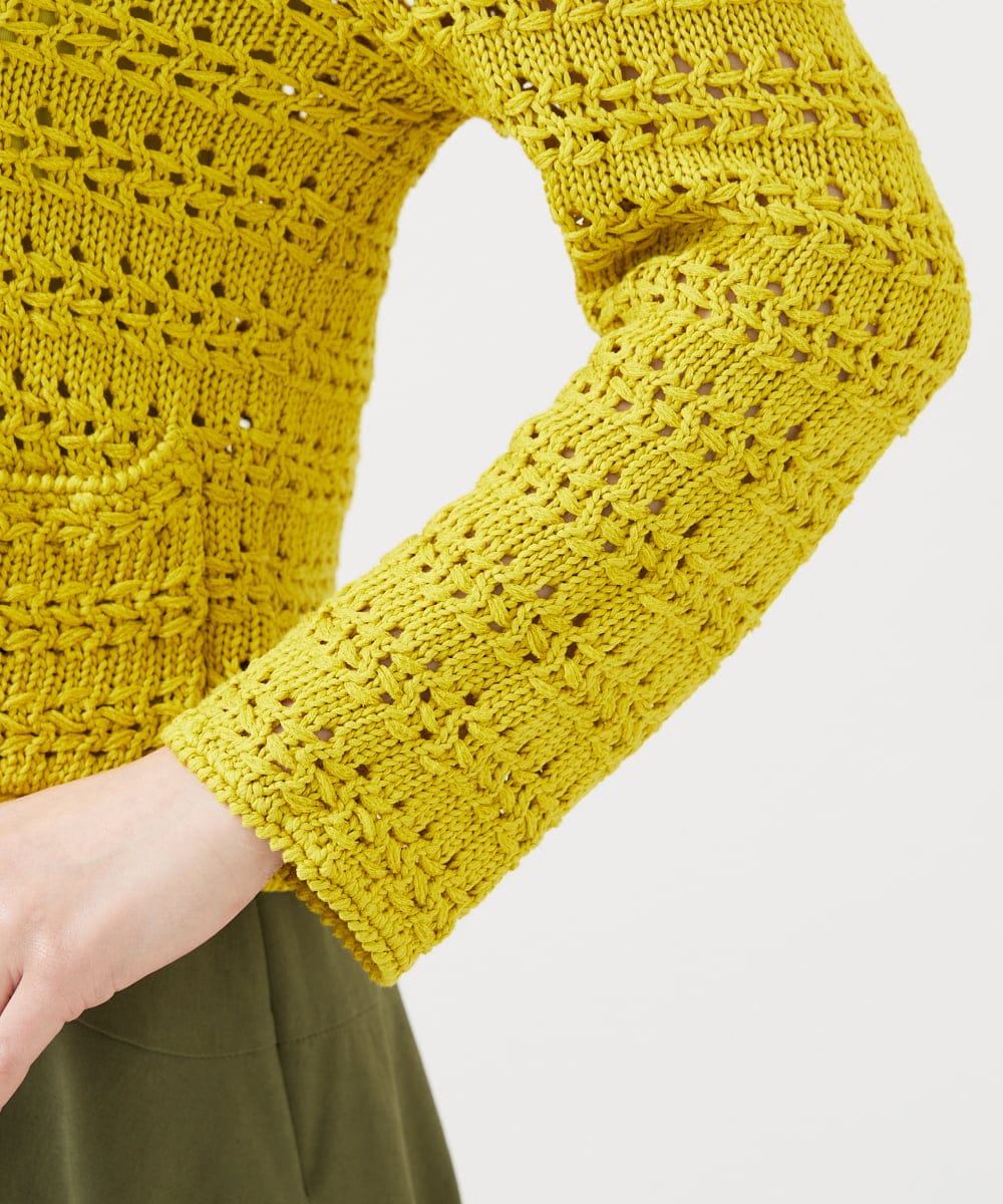 GBSEE01360 Sybilla(シビラ) 透かし編みニットジャケット イエロー