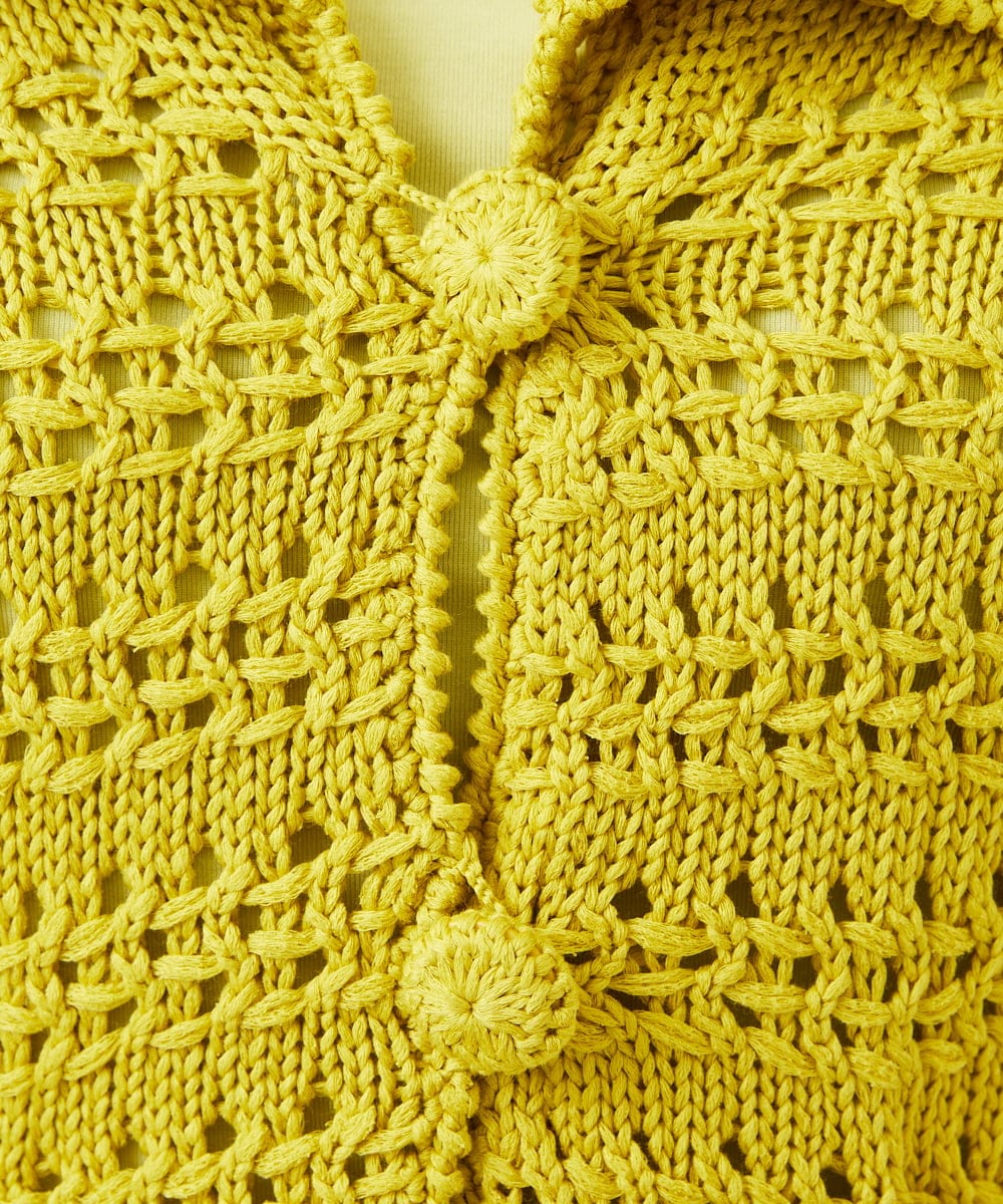 GBSEE01360 Sybilla(シビラ) 透かし編みニットジャケット イエロー