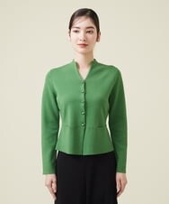 GBSET01390 Sybilla(シビラ) ペプラム切り替えニットジャケット グリーン