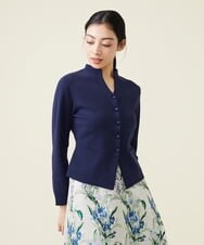 GBSET01390 Sybilla(シビラ) ペプラム切り替えニットジャケット ネイビー