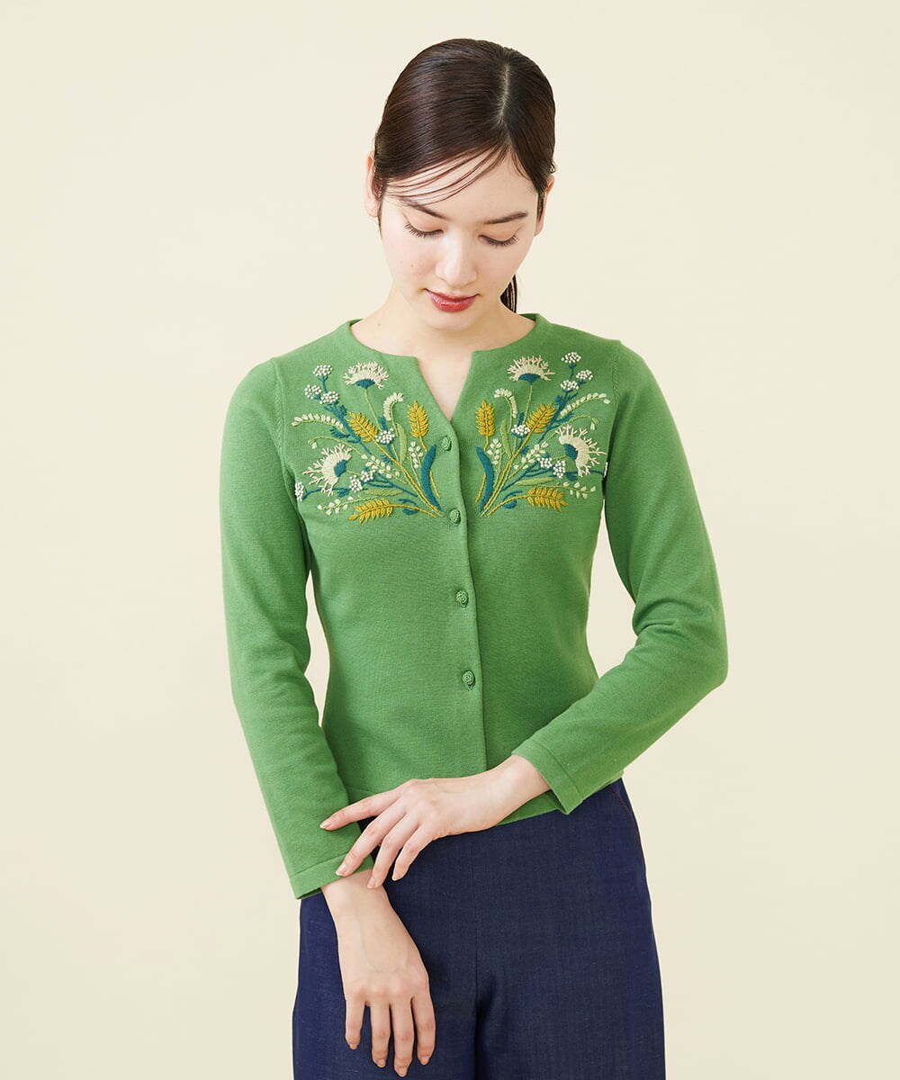 スプリングフラワー刺繍コットンカーディガン(カーディガン) | Sybilla  