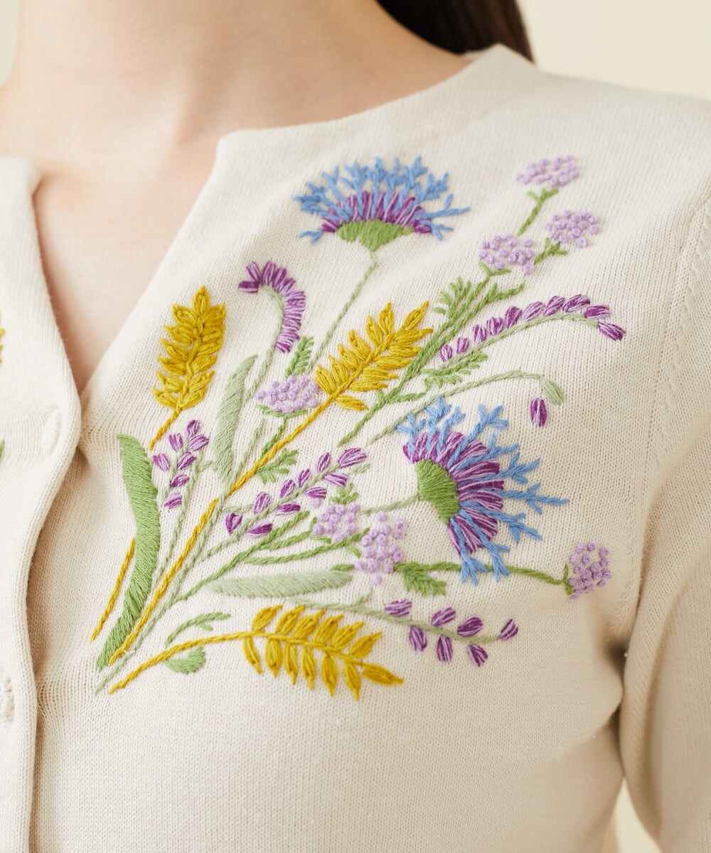 スプリングフラワー刺繍コットンカーディガン(カーディガン) | Sybilla 