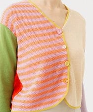 GBSGD35360 Sybilla(シビラ) ブロックボーダーカーディガン ピンク×ベージュ系