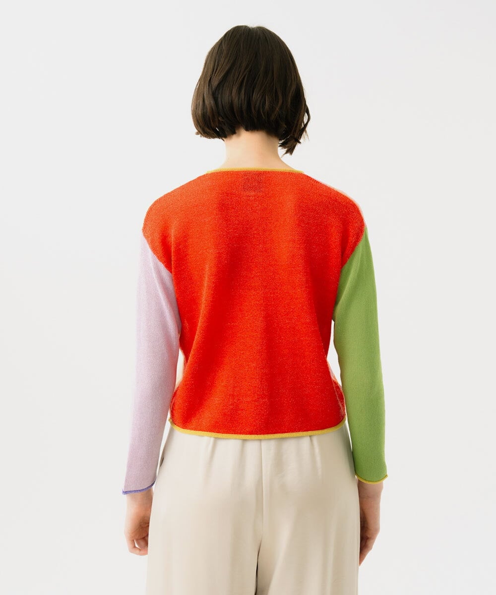 GBSGD35360 Sybilla(シビラ) ブロックボーダーカーディガン ピンク×ベージュ系