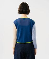 GBSGD35360 Sybilla(シビラ) ブロックボーダーカーディガン グリーン×ネイビー系