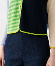 GBSGD35360 Sybilla(シビラ) ブロックボーダーカーディガン グリーン×ネイビー系