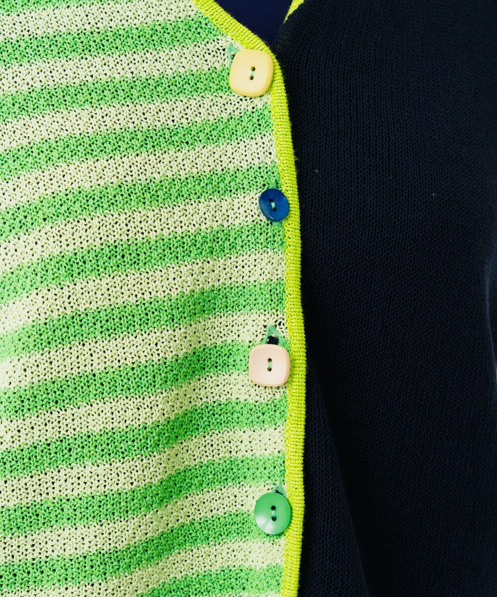 GBSGD35360 Sybilla(シビラ) ブロックボーダーカーディガン グリーン×ネイビー系