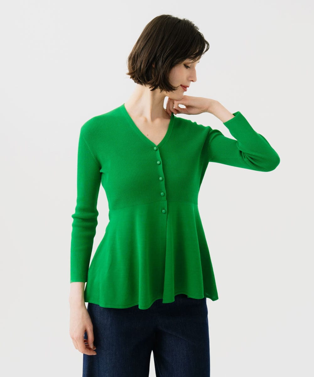 GBSGD51330 Sybilla(シビラ) ペプラムリブカーディガン グリーン