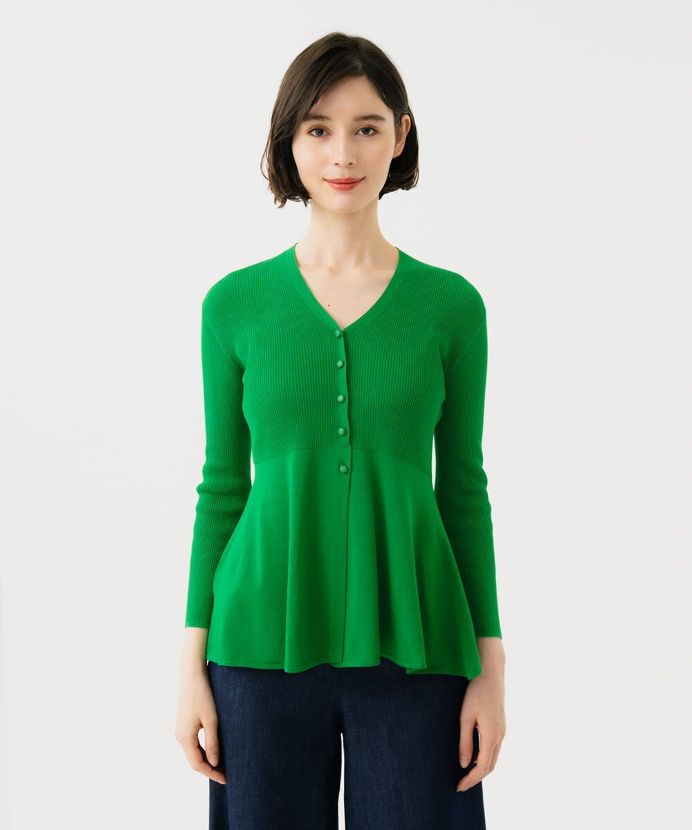 GBSGD51330 Sybilla(シビラ) ペプラムリブカーディガン グリーン