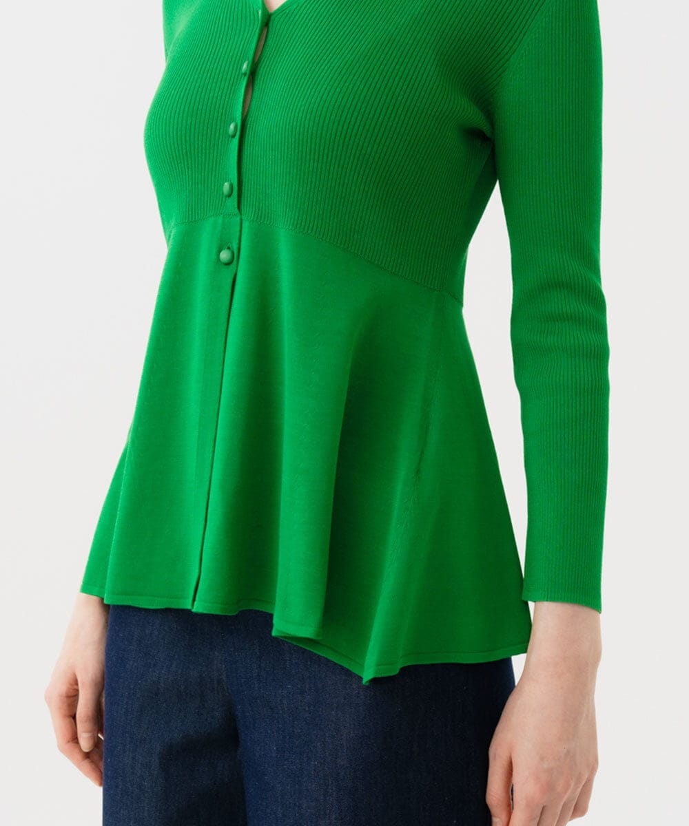 GBSGD51330 Sybilla(シビラ) ペプラムリブカーディガン グリーン