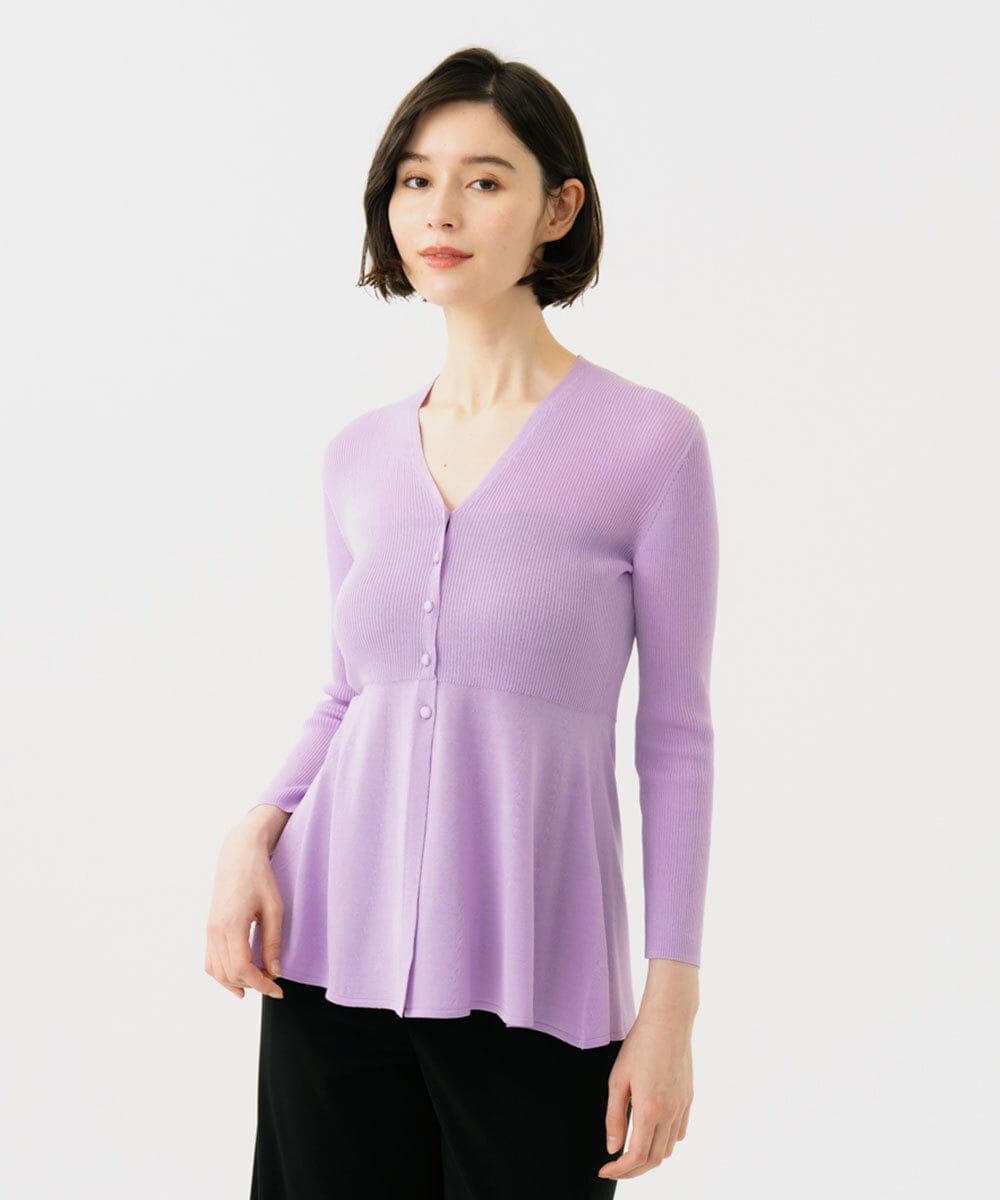 GBSGD51330 Sybilla(シビラ) ペプラムリブカーディガン ラベンダー