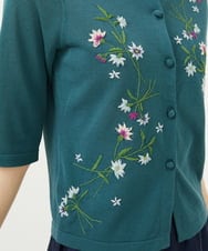 GBSHB31700 Sybilla(シビラ) フラワー刺繍五分袖カーディガン グリーン