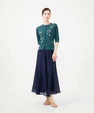 GBSHB31700 Sybilla(シビラ) フラワー刺繍五分袖カーディガン グリーン