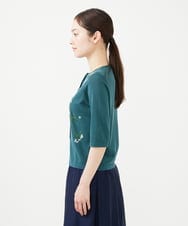 GBSHB31700 Sybilla(シビラ) フラワー刺繍五分袖カーディガン グリーン