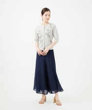 GBSHB31700 Sybilla(シビラ) フラワー刺繍五分袖カーディガン グレージュ