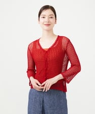 GBSHD50360 Sybilla(シビラ) 透かし編みカーディガン レッド
