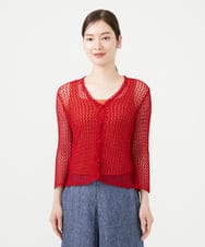 GBSHD50360 Sybilla(シビラ) 透かし編みカーディガン レッド