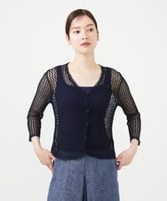 GBSHD50360 Sybilla(シビラ) 透かし編みカーディガン ネイビー